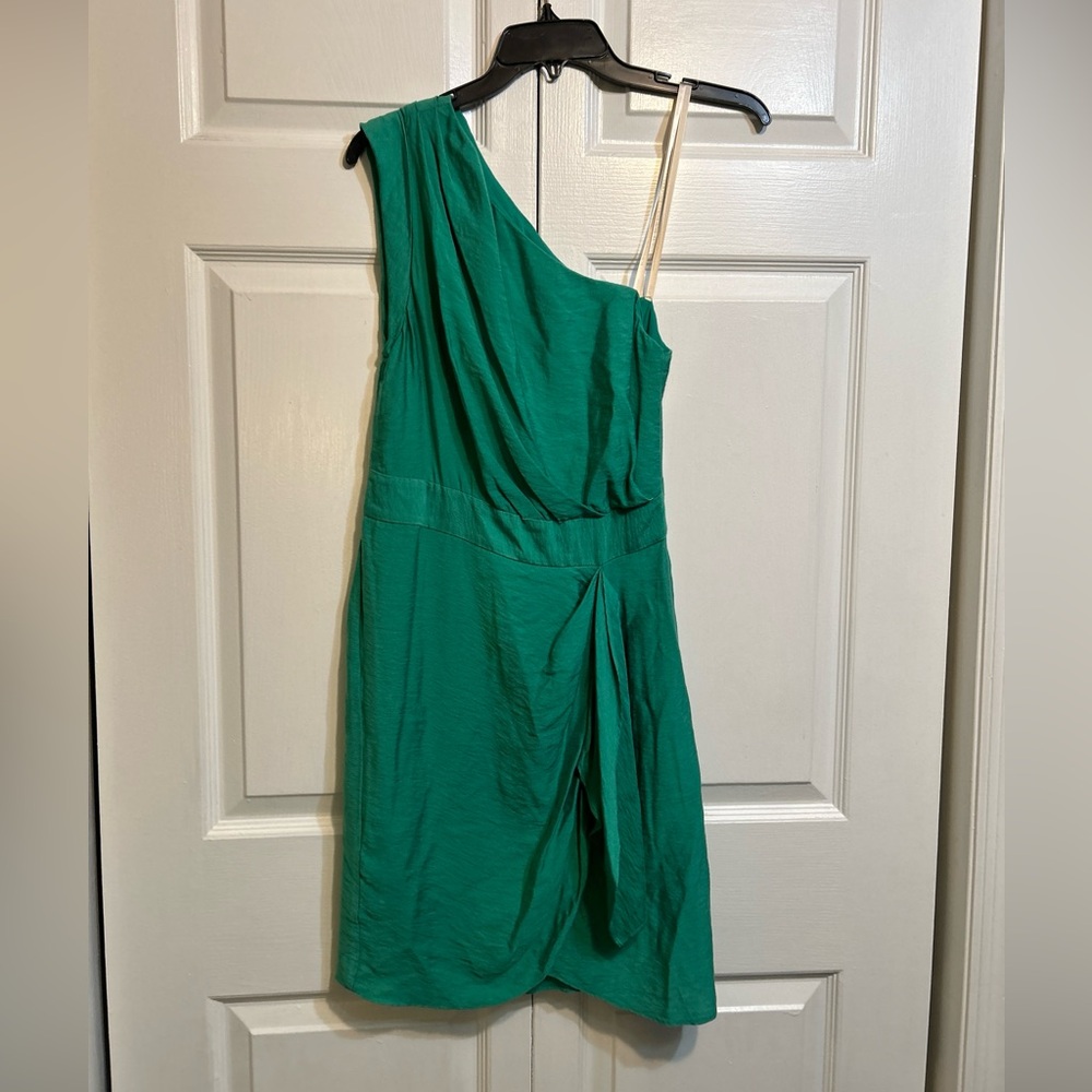 NWT BCBGeneration One Shoulder Dress Size 4 Peacock Green